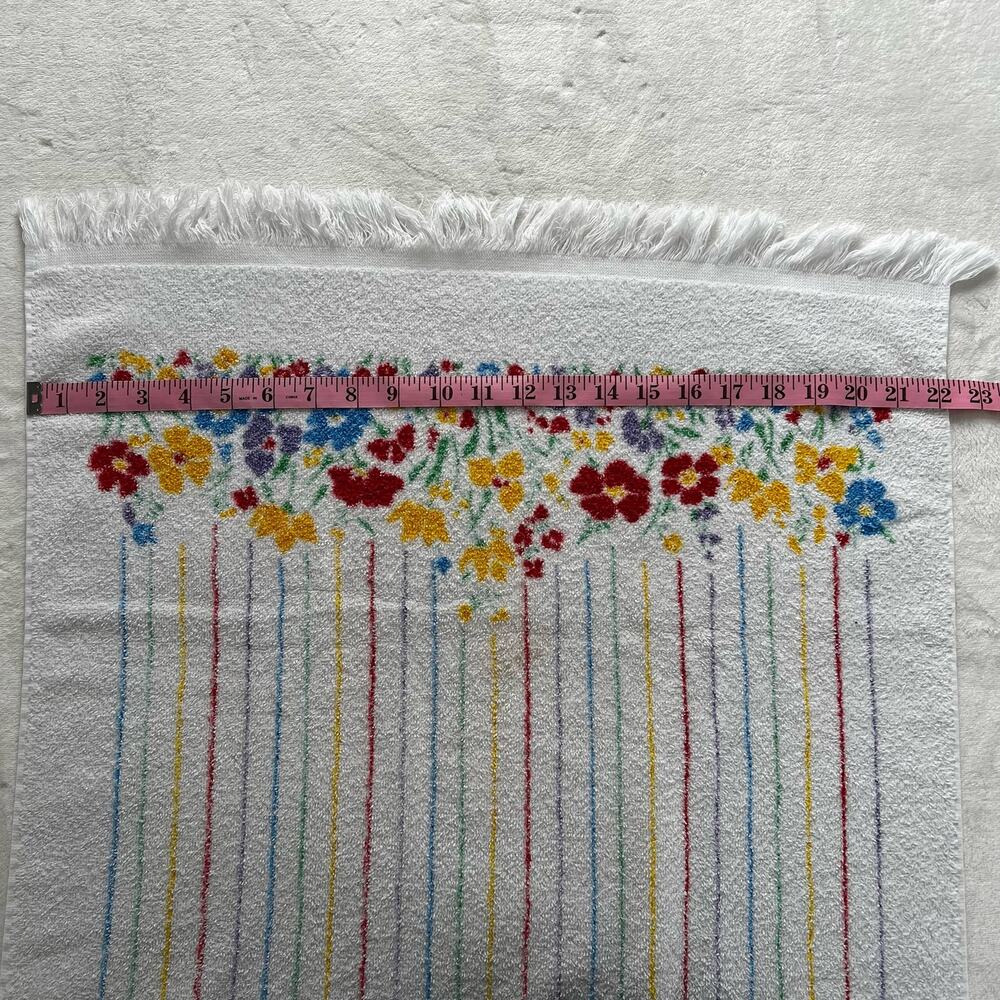 Cannon Vintage Floral Striped Bath Towel Set  Red Yellow White USA - Picture 9 of 9